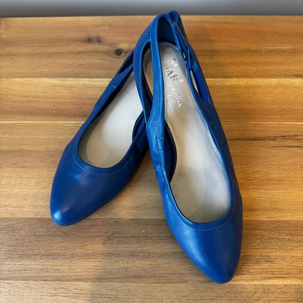 Maria‎ Sharapova by Cole Haan Women 8 B Blue Leather Ballet Flat Classic Chic